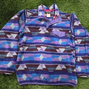 Patagonia Synchilla Purple & Blue Geometric Snap-T Fleece Pullover